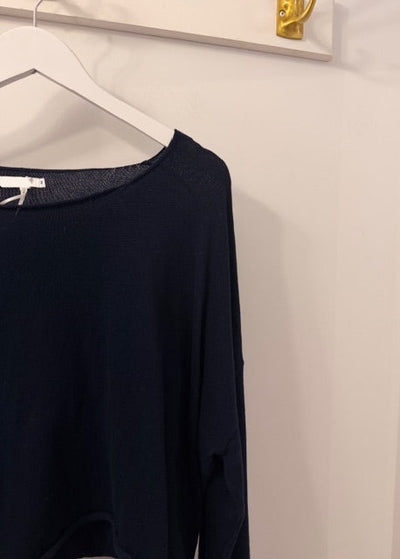 The Pink Door Classic Fine Knit Navy Sweater