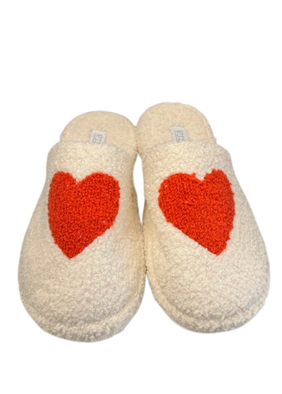 PJ Salvage Cozy Heart Slippers Ivory