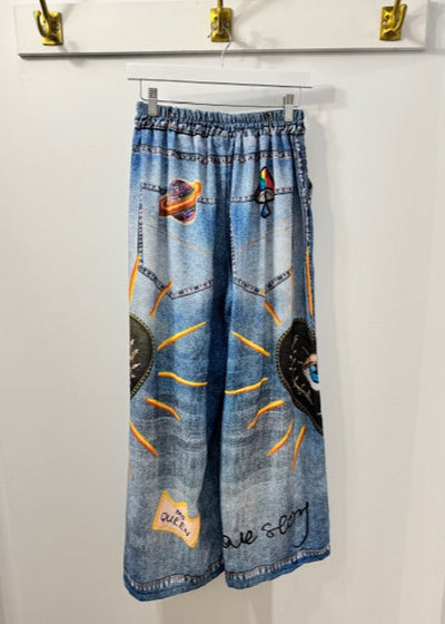 The Pink Door Graffiti Print Denim