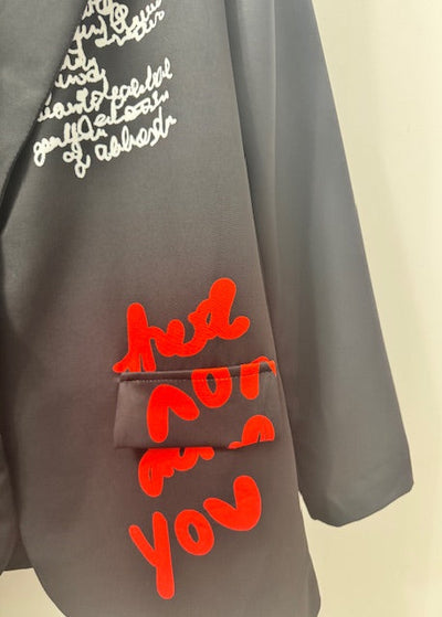 The Pink Door Graffiti Blazer Black