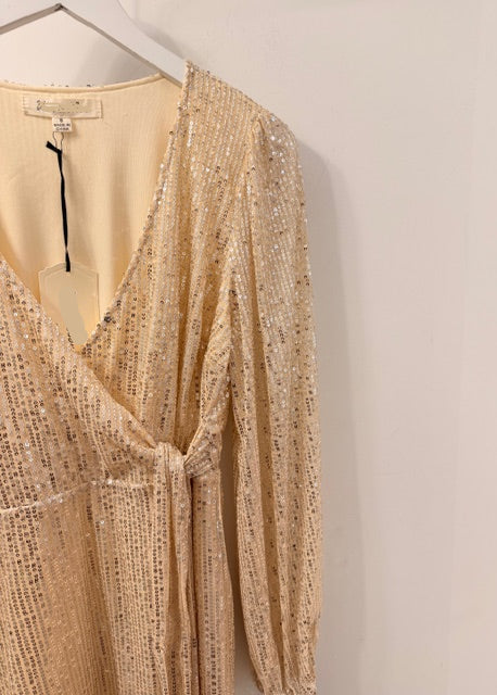 The Pink Door Sequin Wrap Dress Champagne
