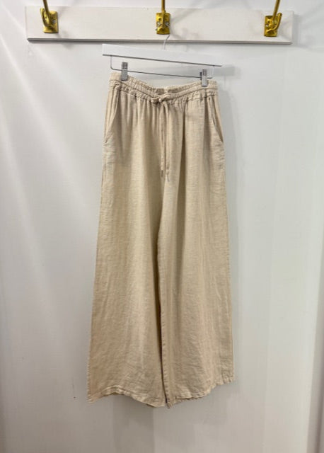 The Pink Door Beige Pull On Linen Pant Beige
