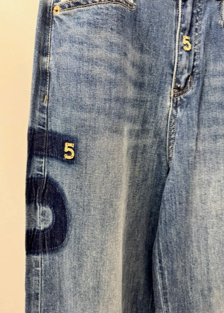 The Pink Door Wide Leg Crop Denim w/ Gold Detail