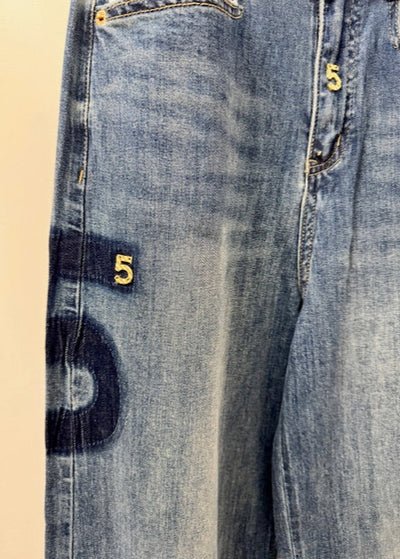 The Pink Door Wide Leg Crop Denim w/ Gold Detail