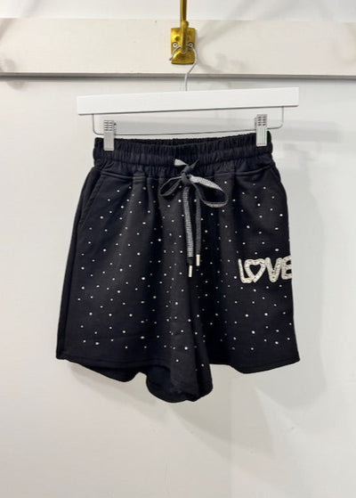 The Pink Door Rhinestone Sparkle Short Set Black