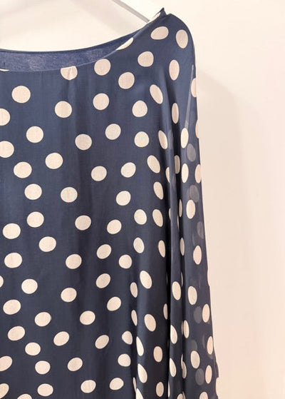 The Pink Door Silky Polka dots Top Navy