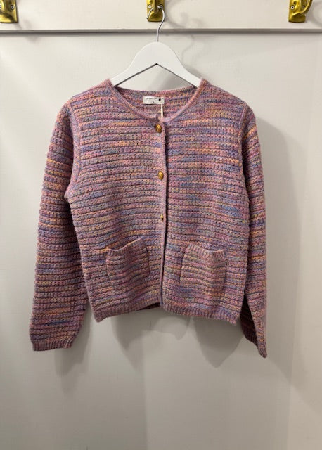 The Pink Door Marbled Rainbow Gold Buttons Cardi