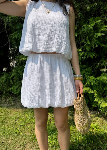 Stark X Cotton Gauze Bubble Skirt White