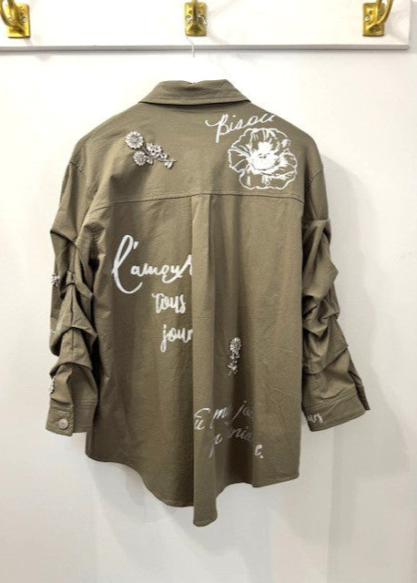 The Pink Door Military Jacket w/ Silver Detail Olive