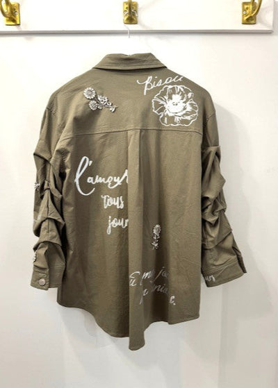 The Pink Door Military Jacket w/ Silver Detail Olive