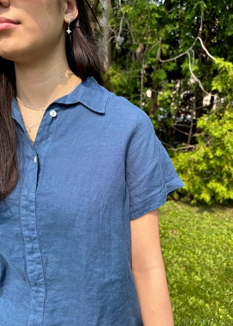 Stark X Linen Saylor Top Dusty Blue