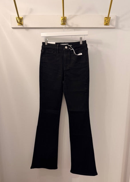 The Pink Door Coated Flared Denim Black