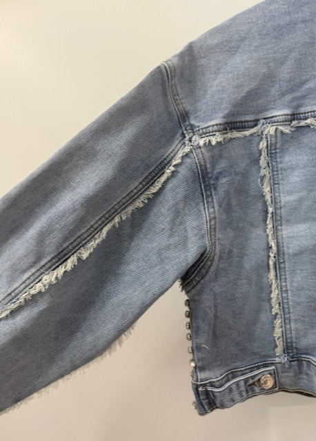 The Pink Door Denim Jacket w/ Rhinestone Studs