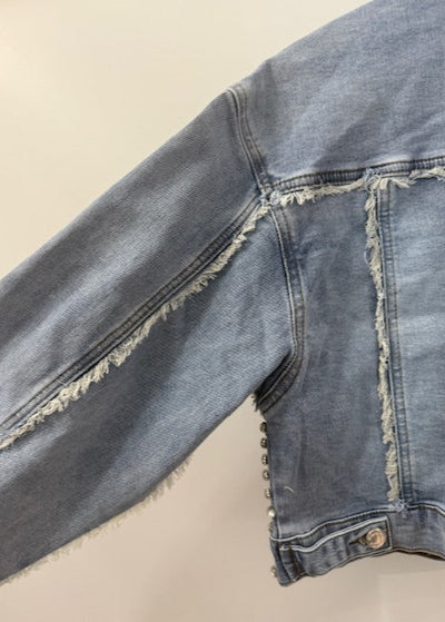 The Pink Door Denim Jacket w/ Rhinestone Studs