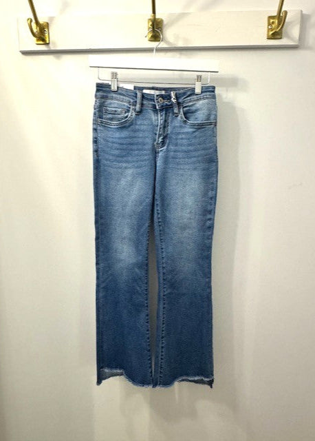 The Pink Door Alison Kick Flare Crop Jeans - Denim