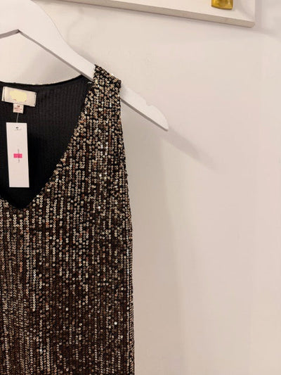 The Pink Door Sleeveless V-Neck Gold Top