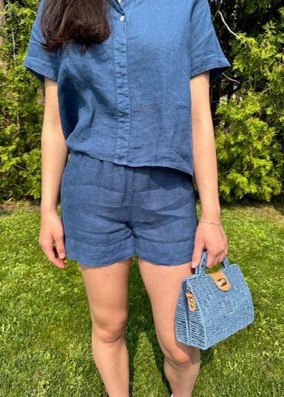 Stark X Linen Rosie Short Dusty Blue