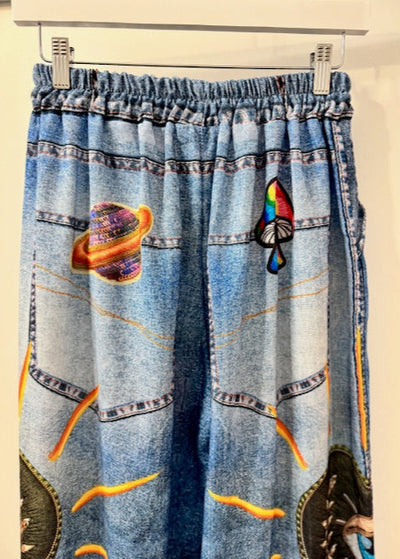 The Pink Door Graffiti Print Denim