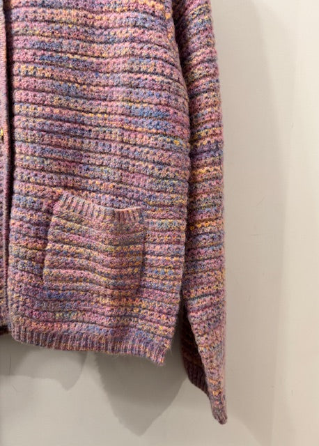 The Pink Door Marbled Rainbow Gold Buttons Cardi