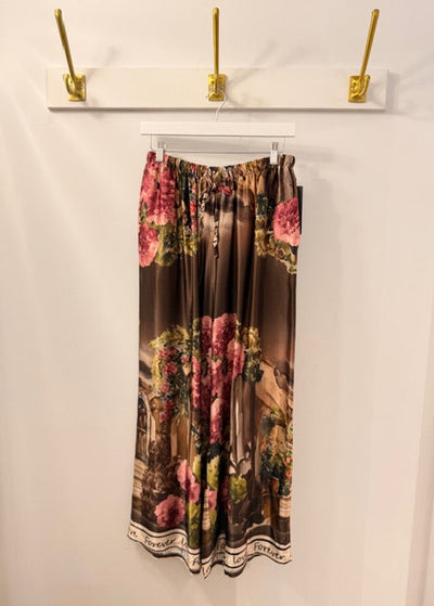 The Pink Door Secret Garden Printed Silky Pant
