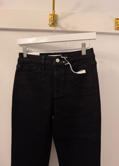 The Pink Door Coated Flared Denim Black