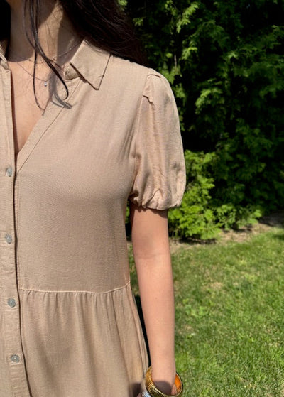 The Pink Door Long Tiered Dress Sand