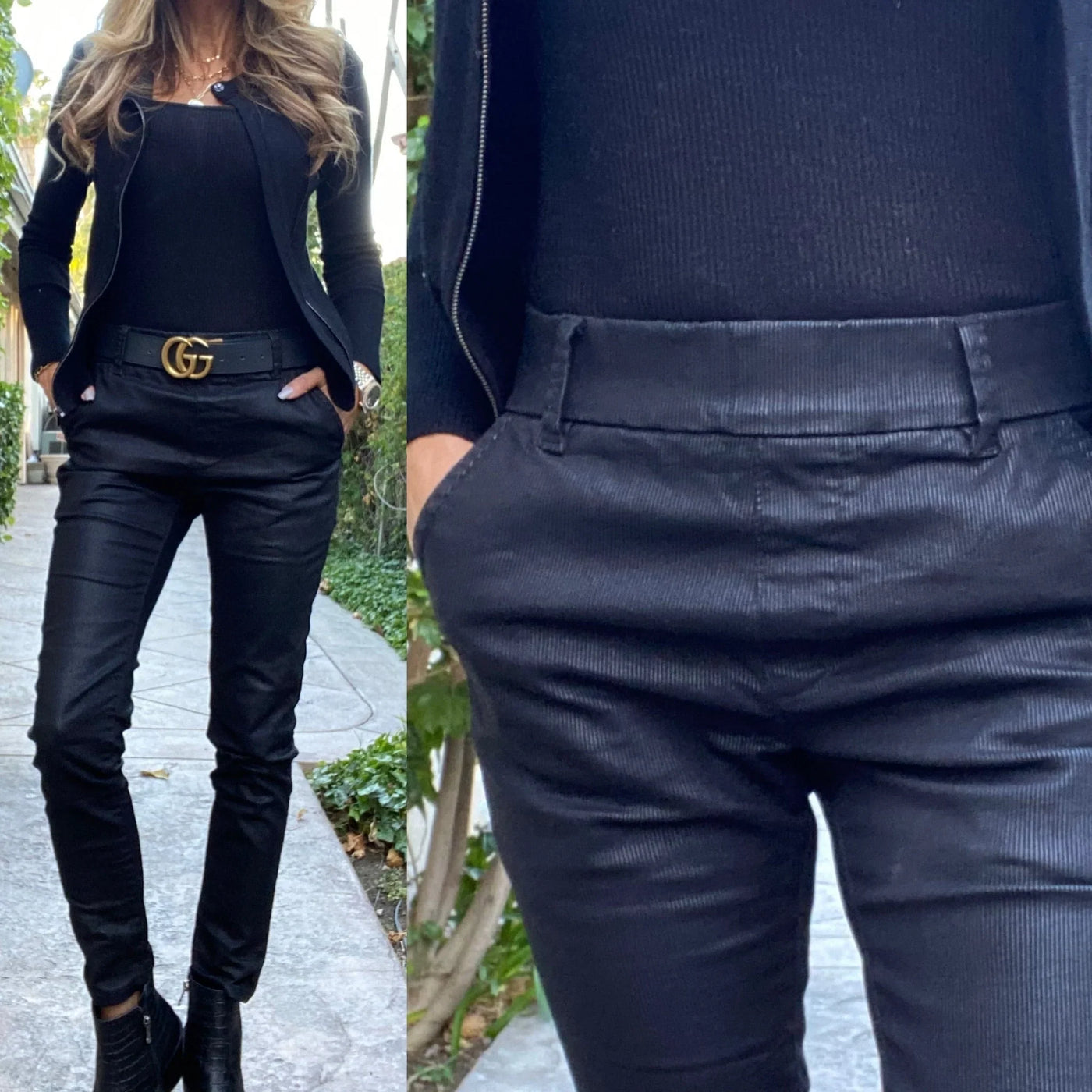 Bevy Flog Pinstripe Pull On Pants - Black