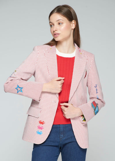 Vilagallo Heather Embroidered Jacket Red