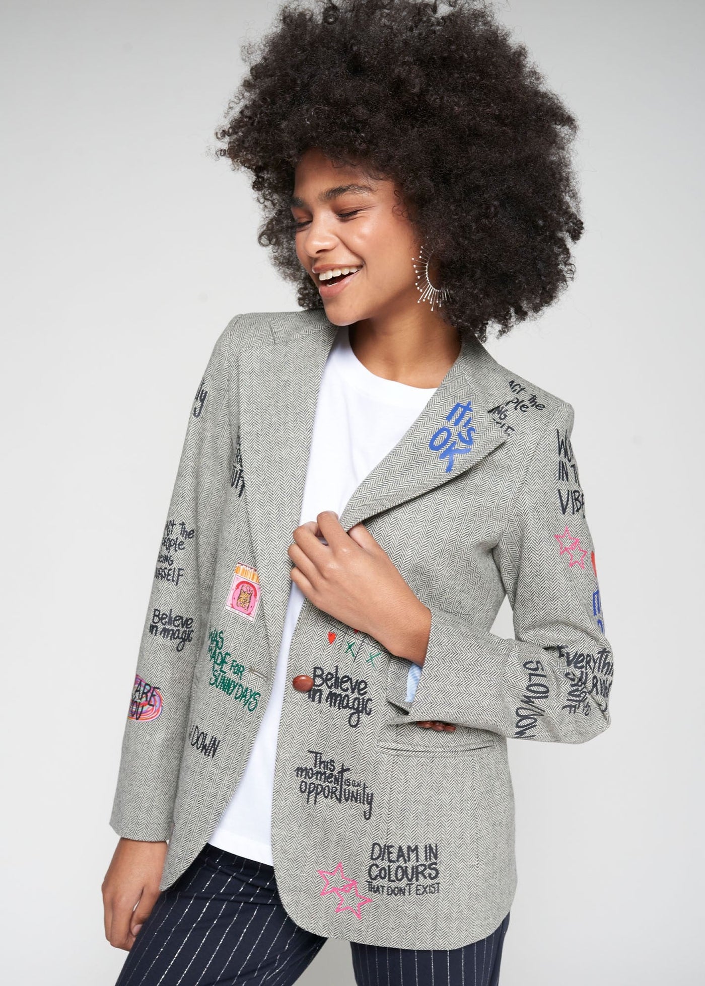 Vilagallo Helen Graffiti Blazer Herringbone