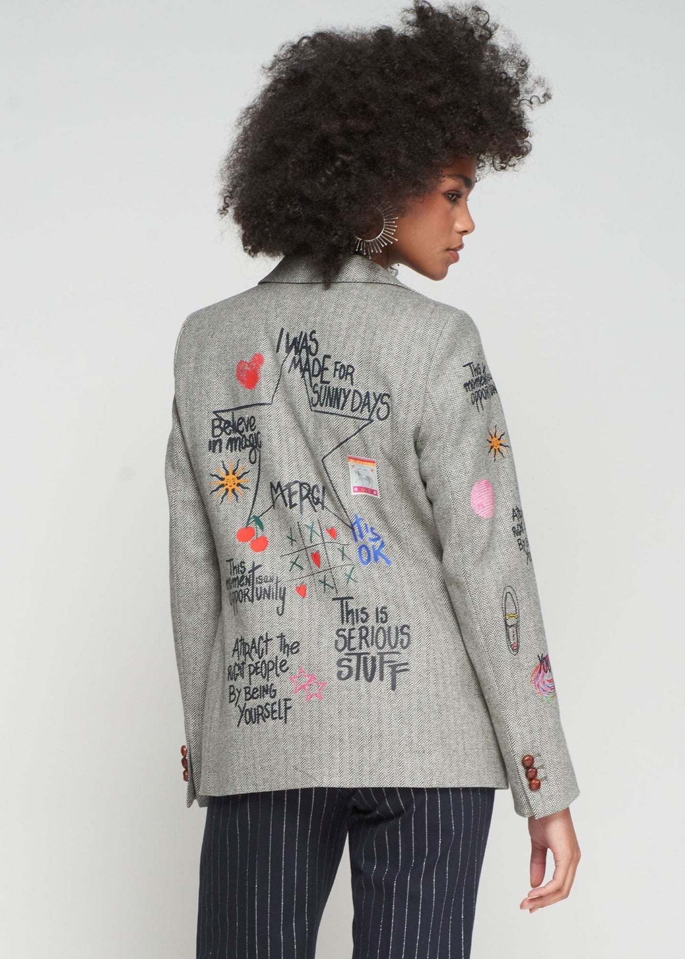 Vilagallo Helen Graffiti Blazer Herringbone