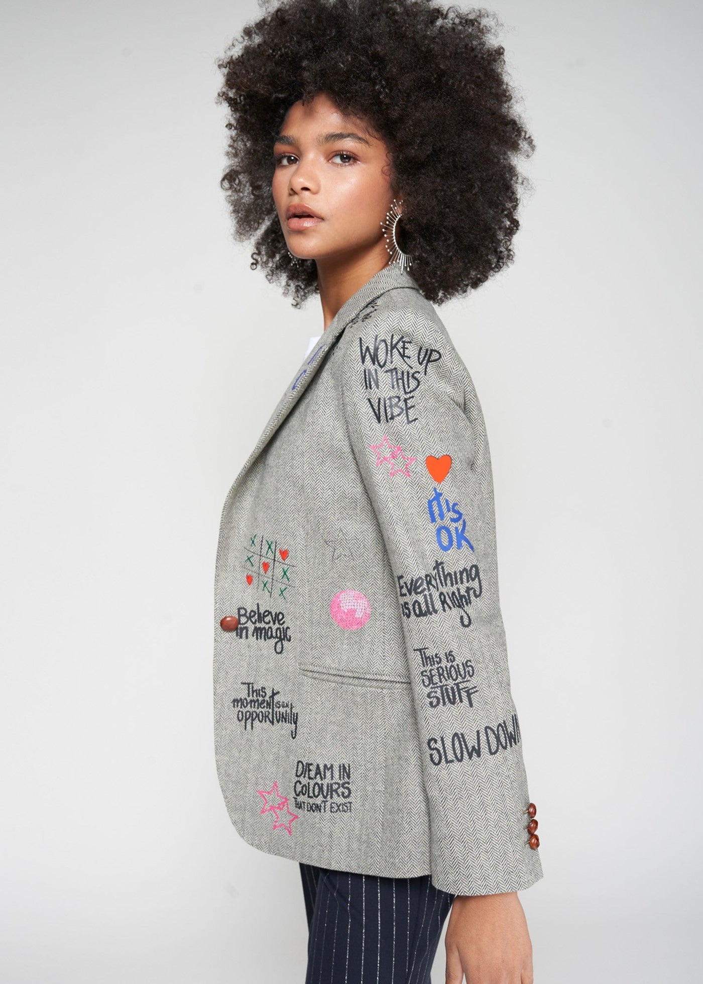 Vilagallo Helen Graffiti Blazer Herringbone