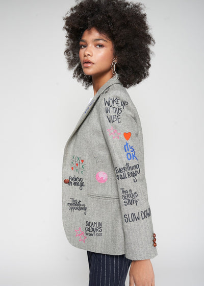 Vilagallo Helen Graffiti Blazer Herringbone