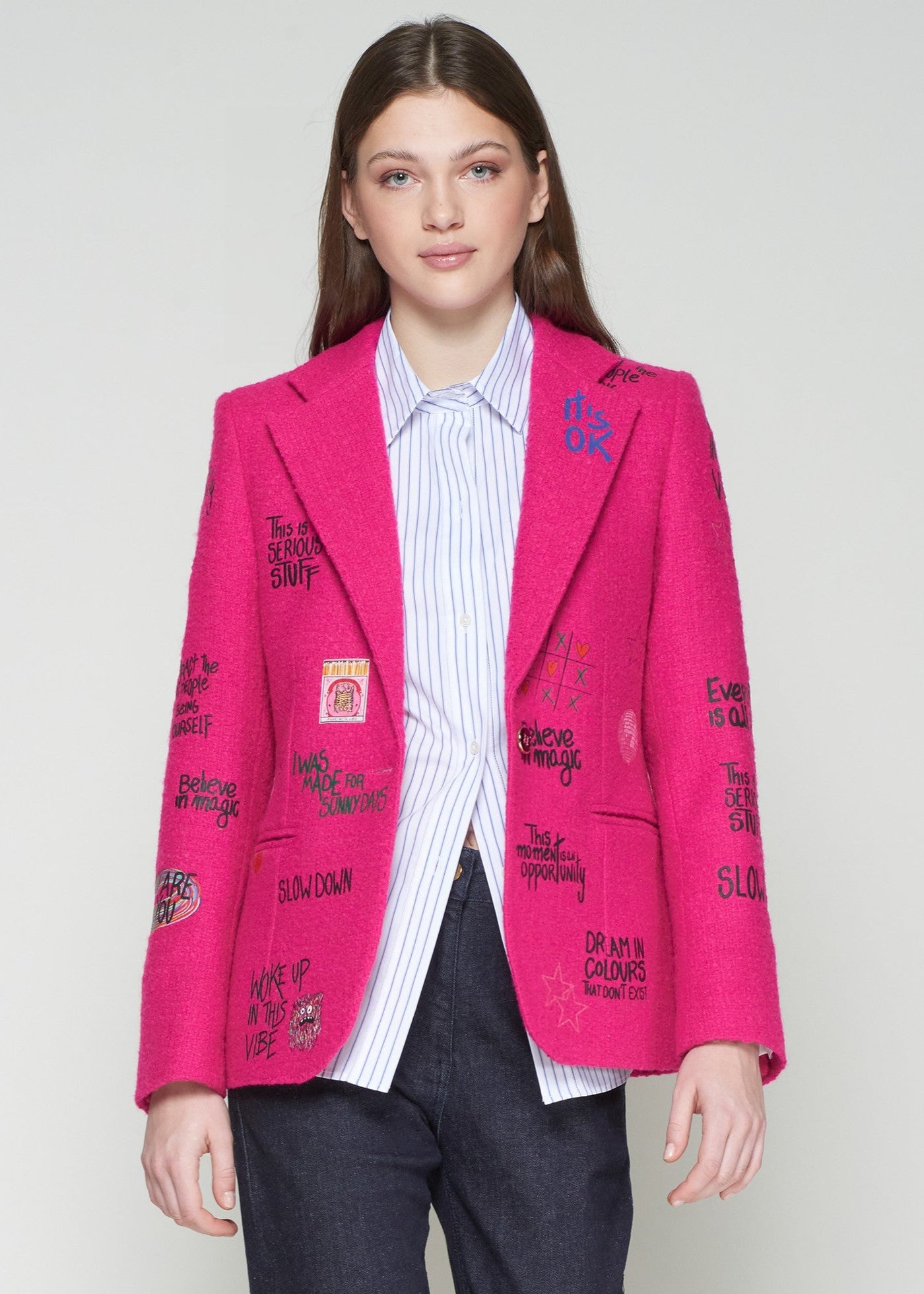 Vilagallo Helen Graffiti Blazer Hot Pink