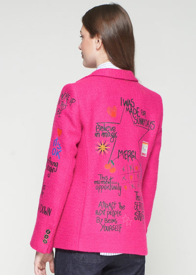 Vilagallo Helen Graffiti Blazer Hot Pink