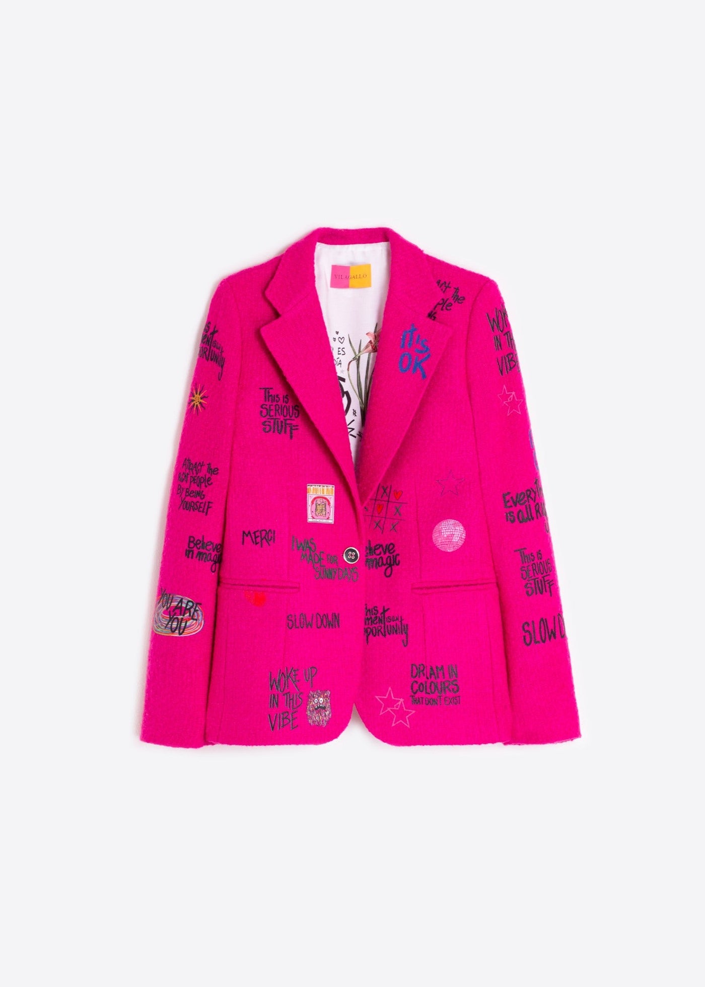 Vilagallo Helen Graffiti Blazer Hot Pink