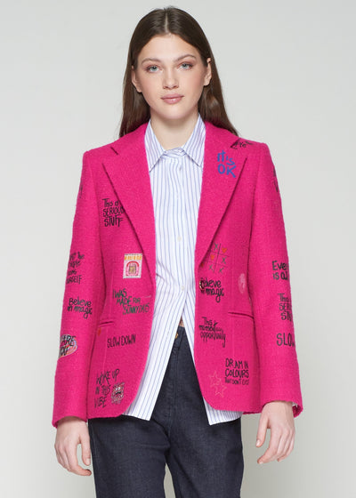 Vilagallo Helen Graffiti Blazer Hot Pink