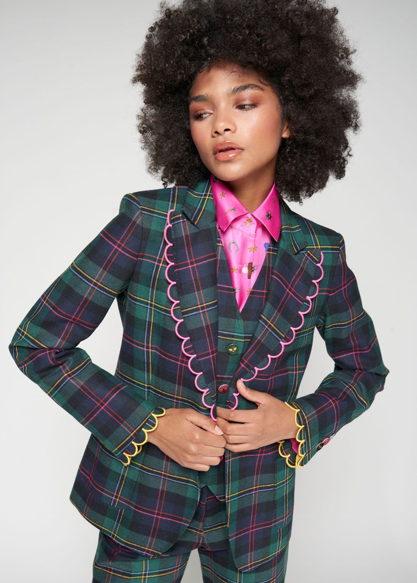 Vilagallo Hillary Emb Plaid Blazer