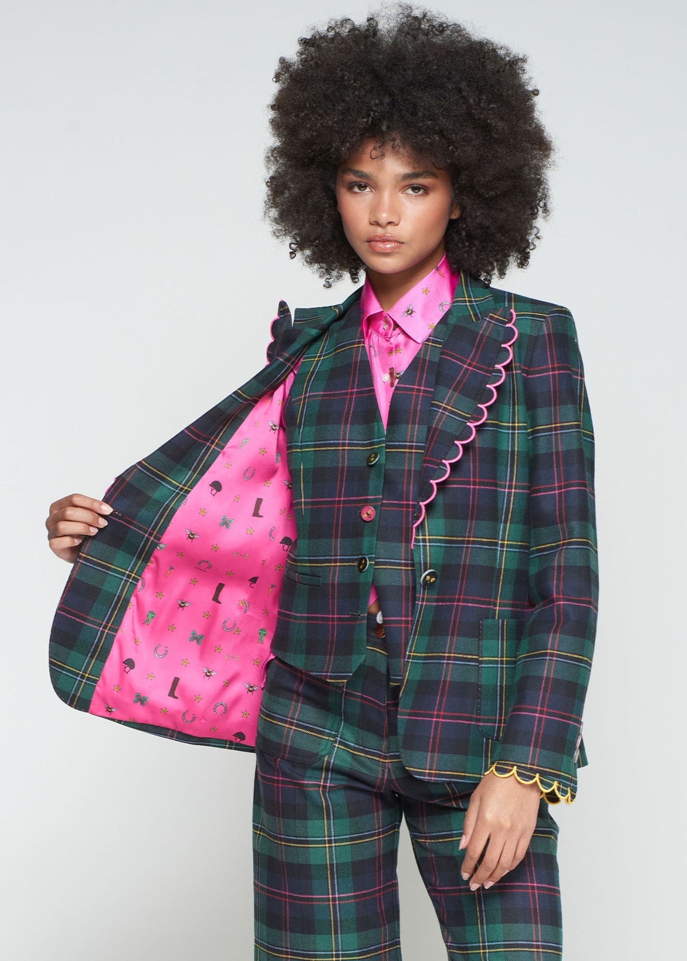 Vilagallo Hillary Emb Plaid Blazer