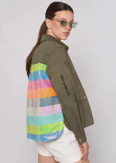 Vilagallo Olivia Rainbow Sequin Jacket