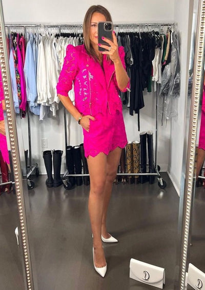 Generation Love Malibu Lace Moto Jacket - Hot Pink