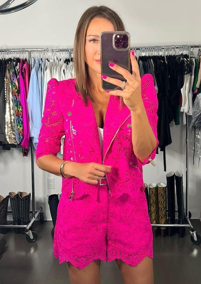 Generation Love Malibu Lace Moto Jacket - Hot Pink