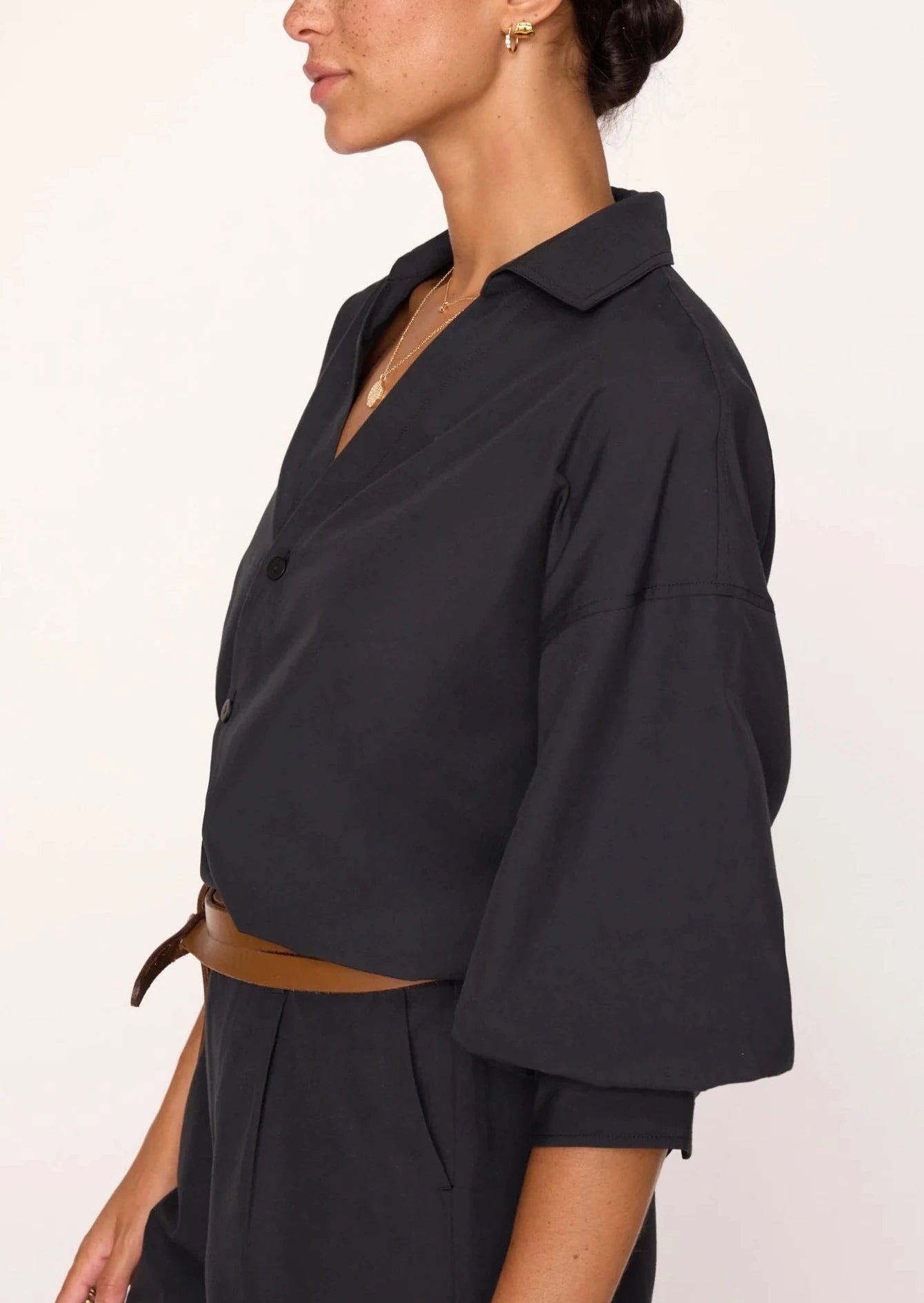 Brochu Walker Kate Pouf Sleeve Shirt - Black