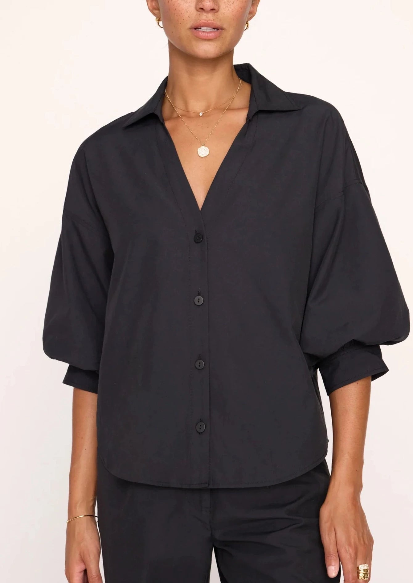 Brochu Walker Kate Pouf Sleeve Shirt - Black