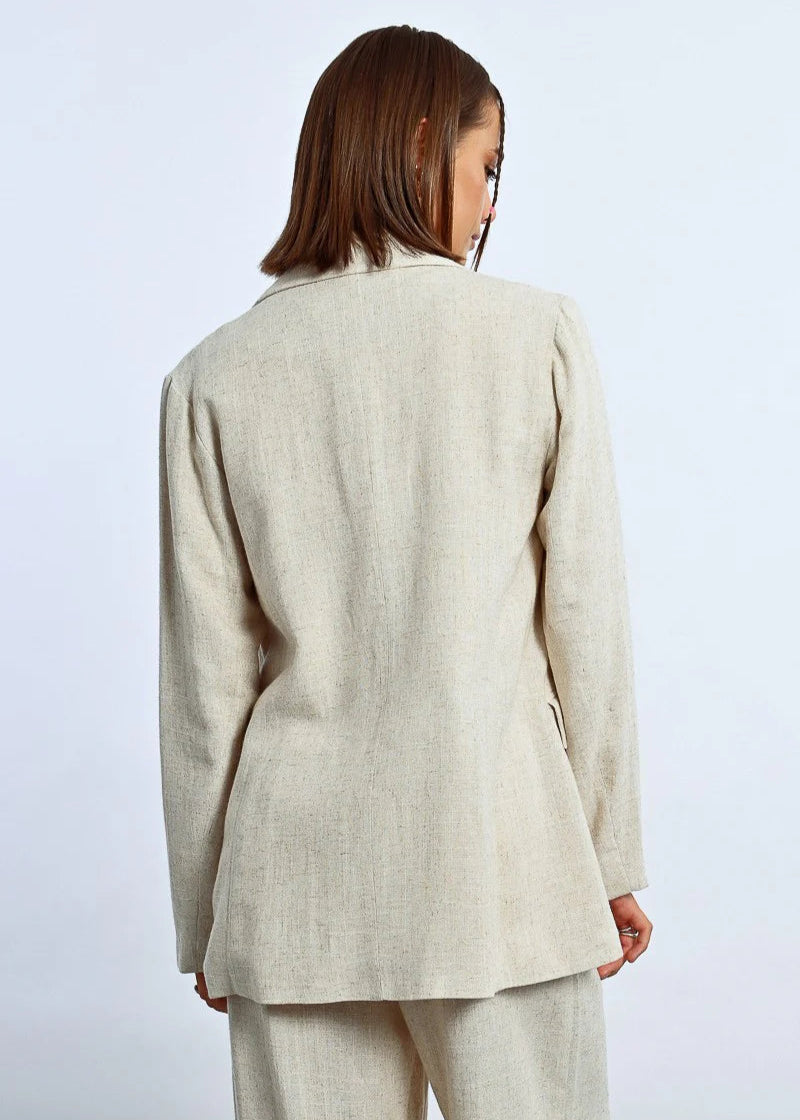 Molly Bracken Essential Linen Blazer Beige