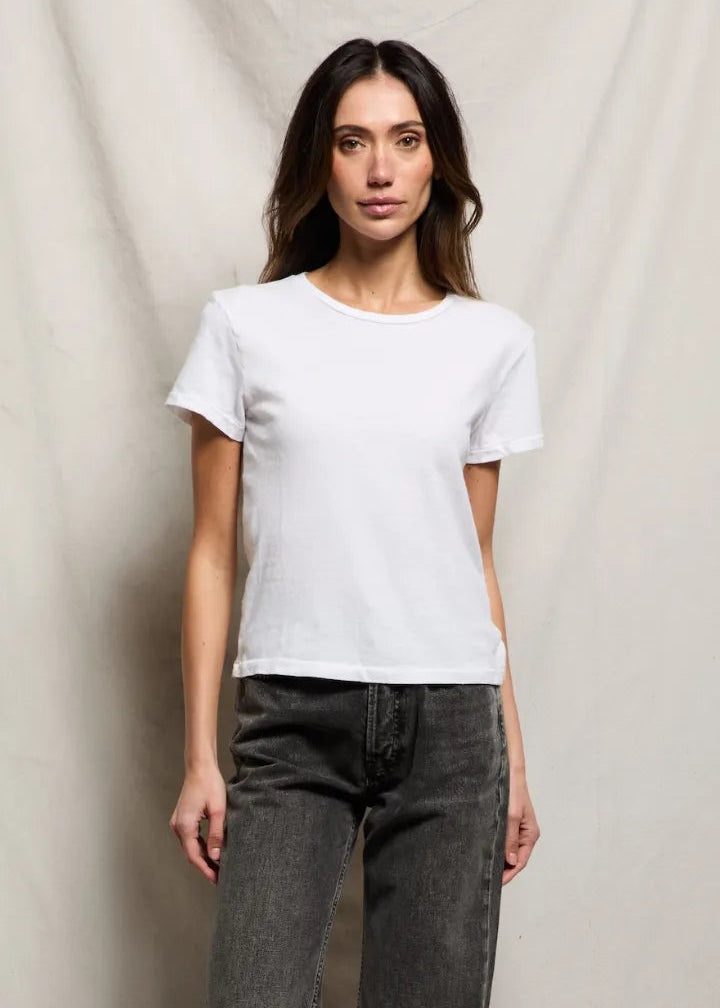 PWT Lisa Recycled Cotton Slim Crew Tee White – Shop The Pink Door