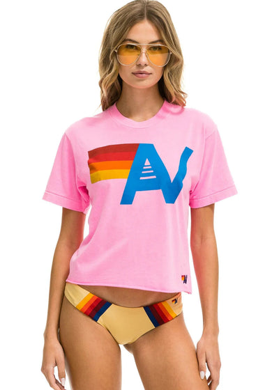 Aviator Nation Logo Boyfriend Tee Pink