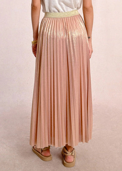 Molly Bracken Pink Metallic Pleated Skirt