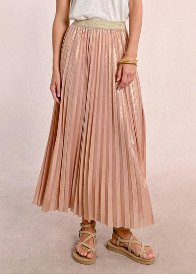 Molly Bracken Pink Metallic Pleated Skirt