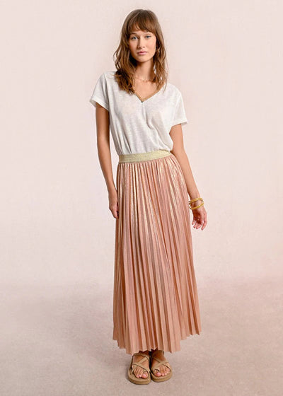 Molly Bracken Pink Metallic Pleated Skirt