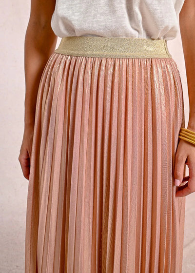 Molly Bracken Pink Metallic Pleated Skirt